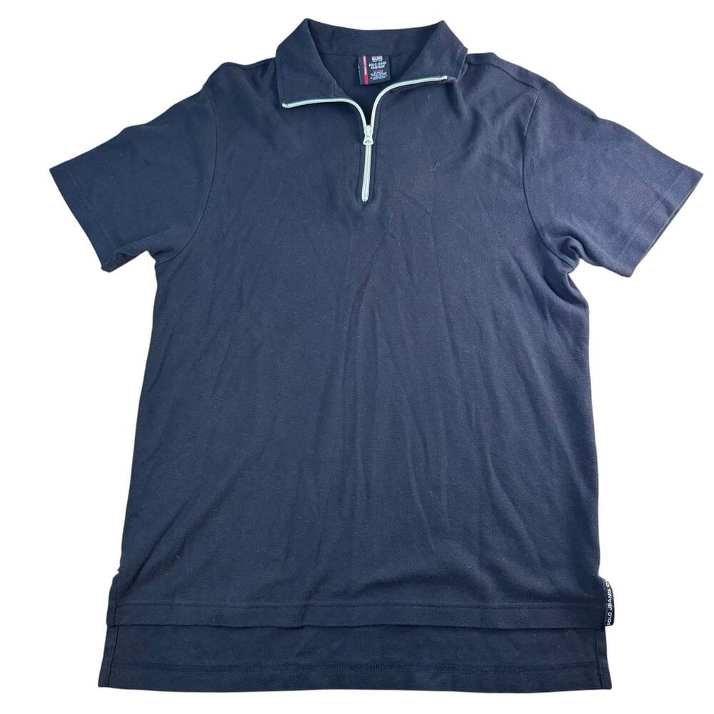 Polo Jeans Company Ralph Lauren Black Quarter Zip Polo Shirt Size Medium